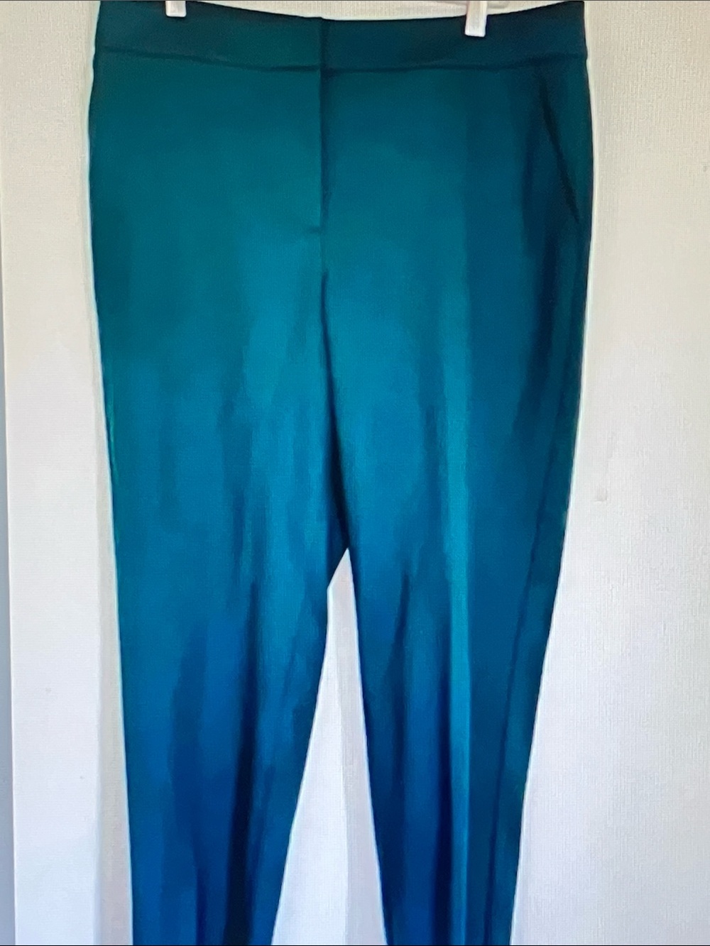 St. John Teal Straight-Leg Dress Pants